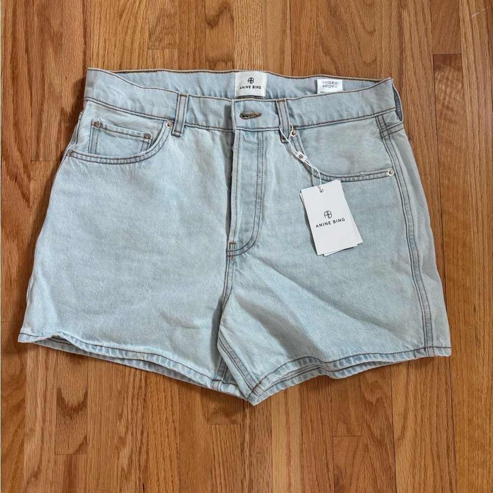 Anine Bing Light Wash Denim Jean Shorts